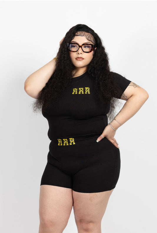 Ladies set (black cheetah print)